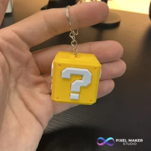 Chaveiro Cubo Interrogação Super Mario amarelo em impressão 3D premium